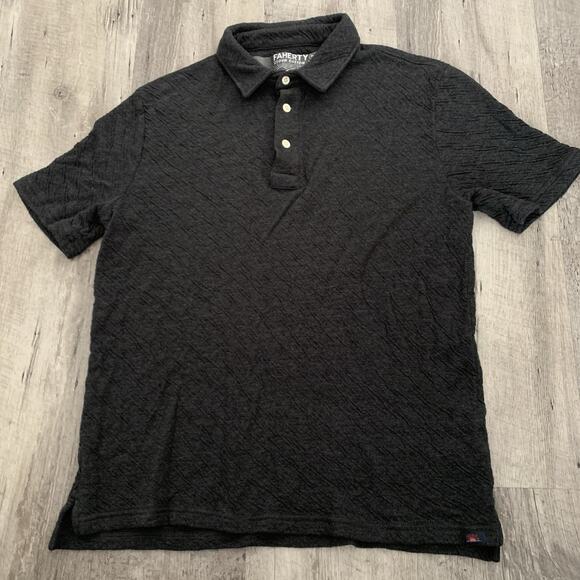 Faherty Polo Shirt Mens Medium Gray CLOUD COTTON Peru Soft Pima Modal Crinkle - Picture 3 of 6